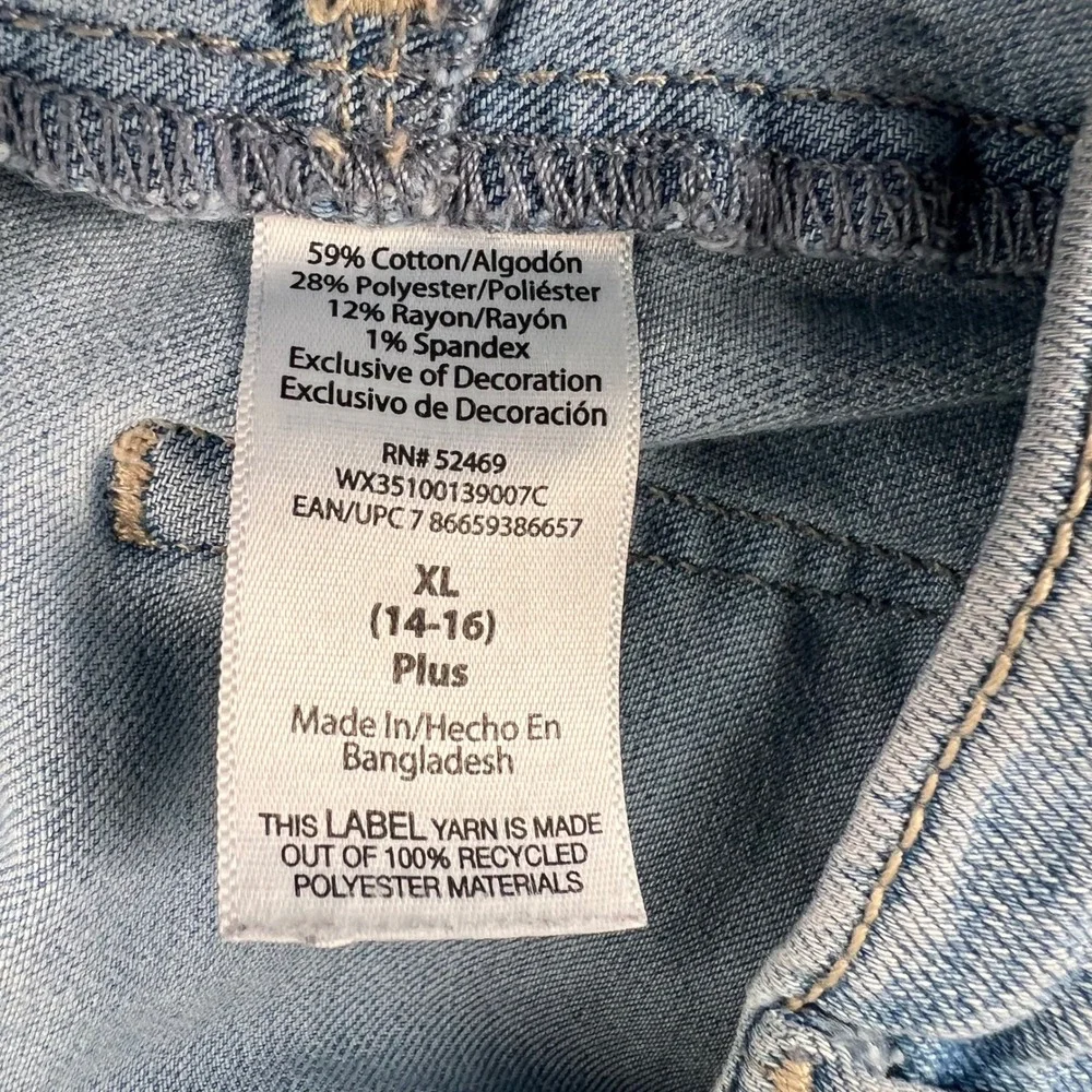 Wonder Nation Girls Flare Jegging Light Wash Heart Patch Jeans XL 14-16 Plus